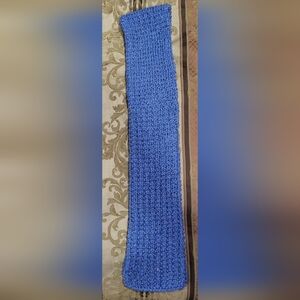 Knitted Crochet Scarf Blue (56" × 6")